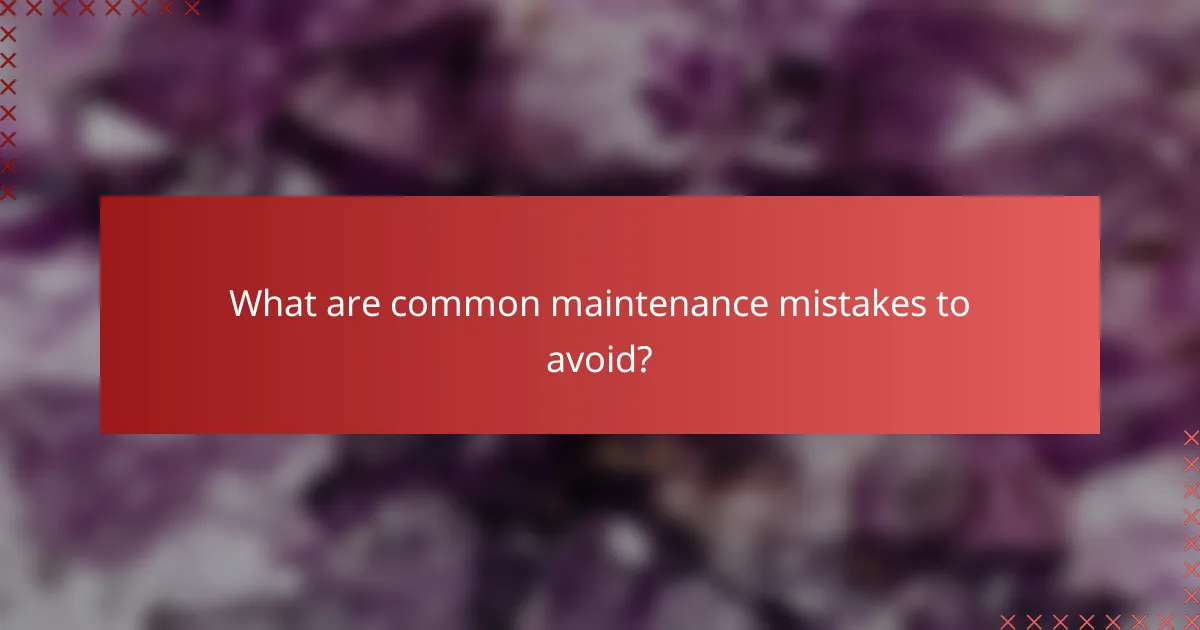 What are common maintenance mistakes to avoid?