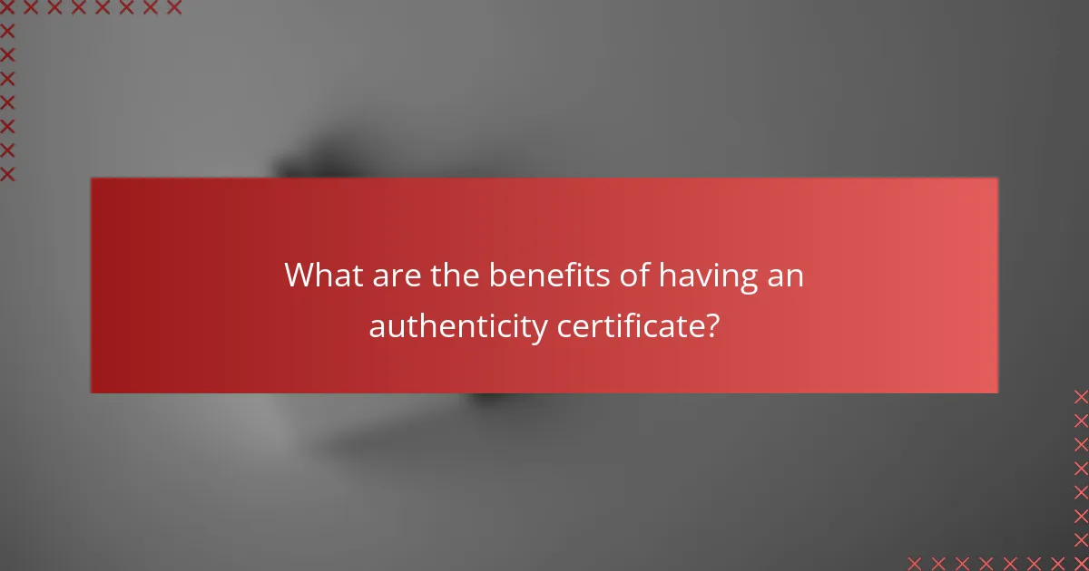 What are the benefits of having an authenticity certificate?